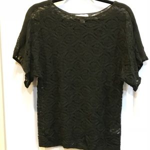 Hunter Green open weave top by Coldwater Creek